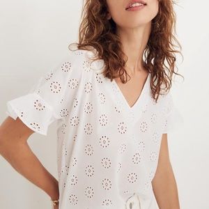 Madewell Eyelet Sundrift Ruffle Top